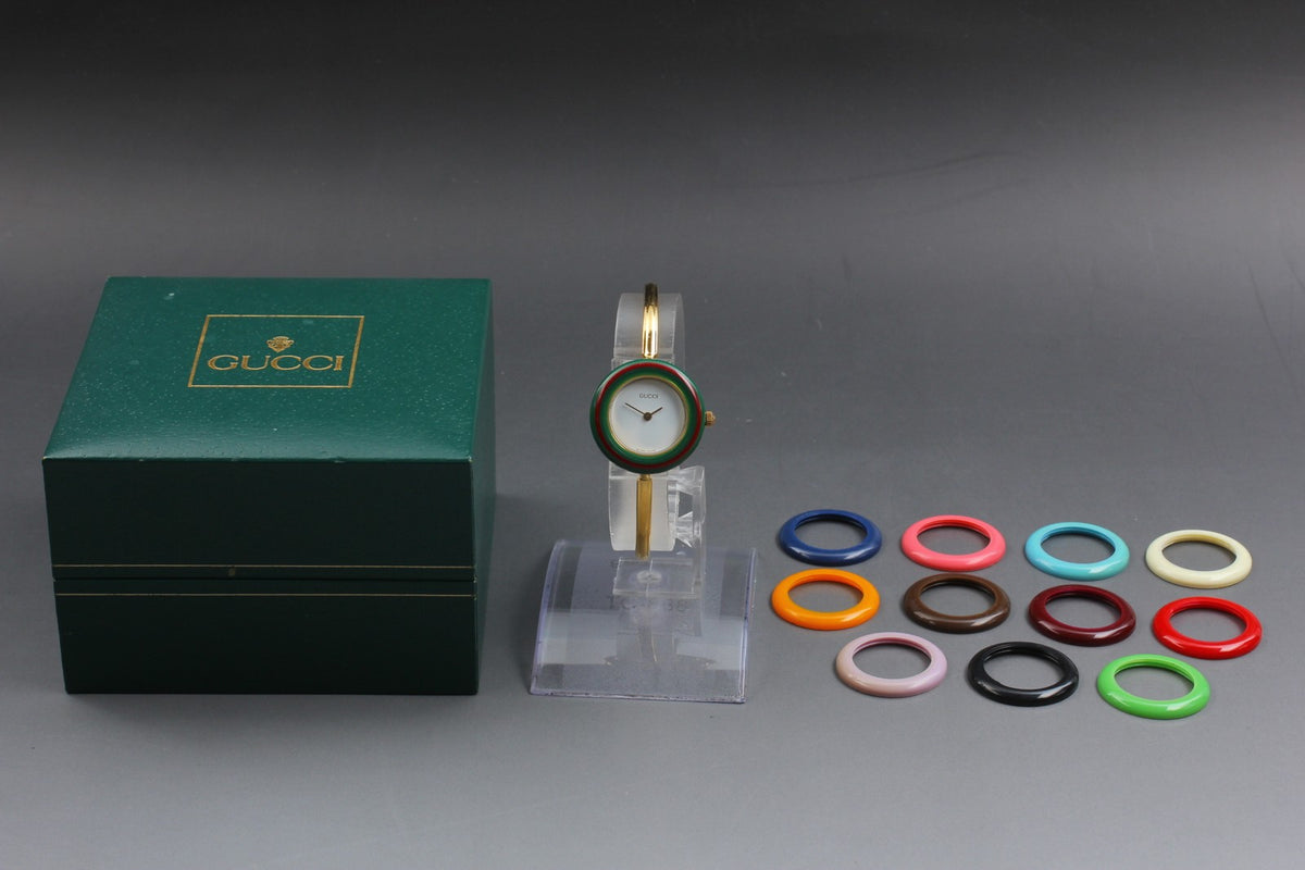 New Batt GUCCI Change Bezel 11/12.2 12Color Quartz Women's Watch From JAPAN Box