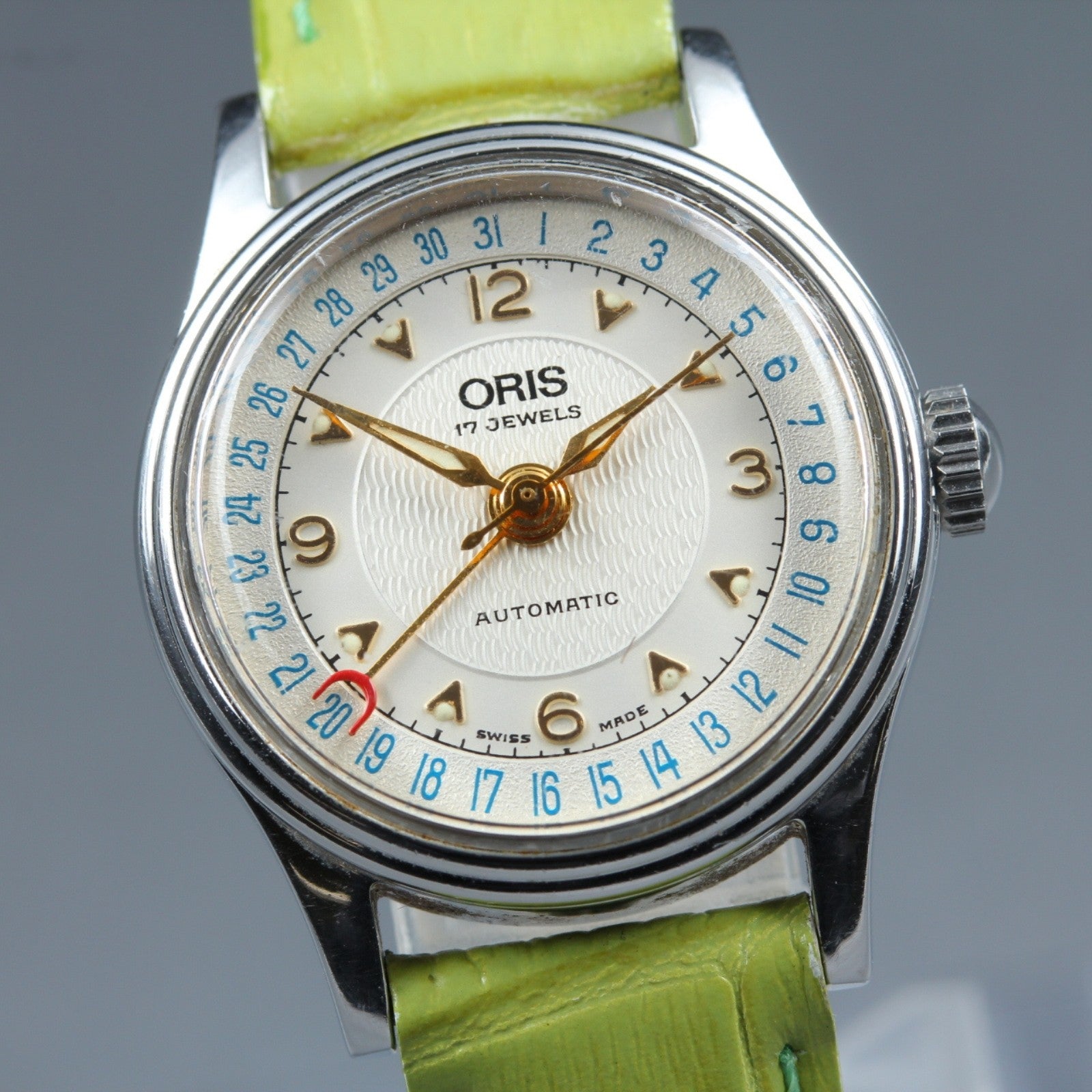 Vintage Oris Pointer Date 7405 Silver Automatic Date 26mm Women's Watch JP Exc+5