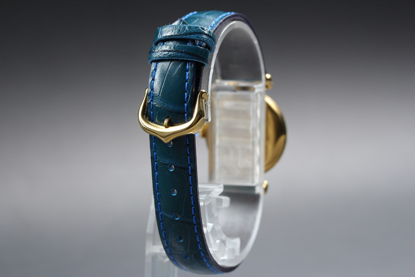 Vintage Cartier Must Colisee Vermeil 590002 Blue White Dial Women's Qz Watch