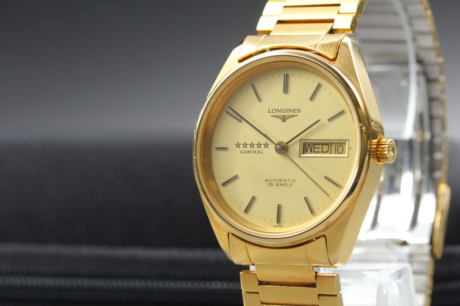 LONGINES Admiral 5 Star L7.634.2 Automatic Gold Day/Date Men's Watch 33mm JAPAN