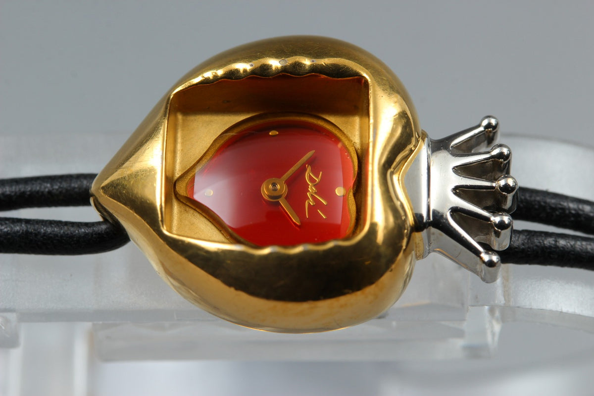 Salvador Dali Royal Heart 19mm Gold Red Dial Women's Quartz Watch JAPAN