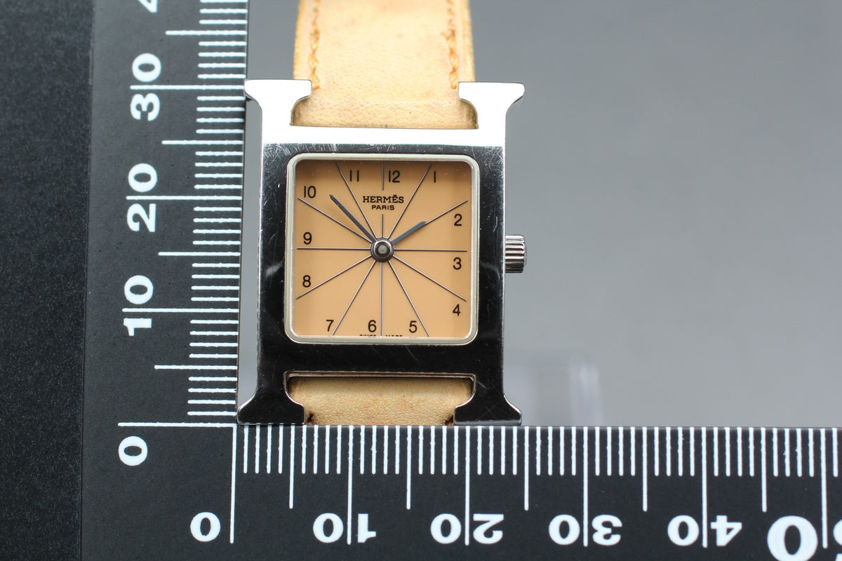 HERMES H Watch HH1.210 Quartz Orange Dial Women's Watch 21mm JAPAN Box