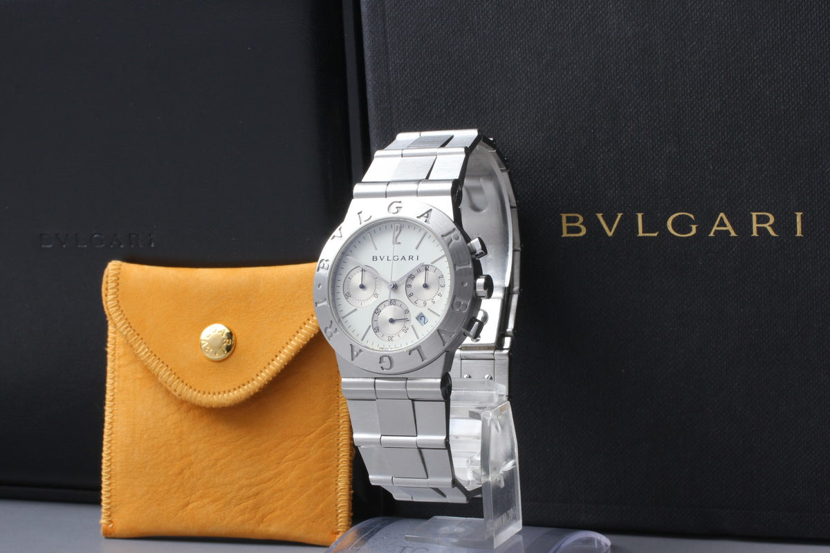 overhauled BVLGARI Bvlgari Diagono CH35S White Quartz Men's Watch 36mm JAPAN Box