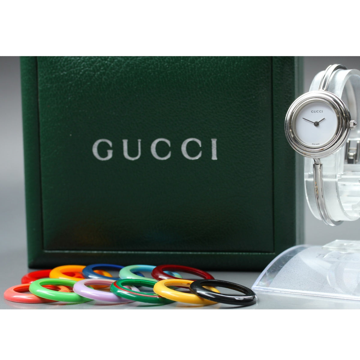 GUCCI Change Bezel 11/12.2L 12Color Quartz Silver Women's Watch 26mm JAPAN Box