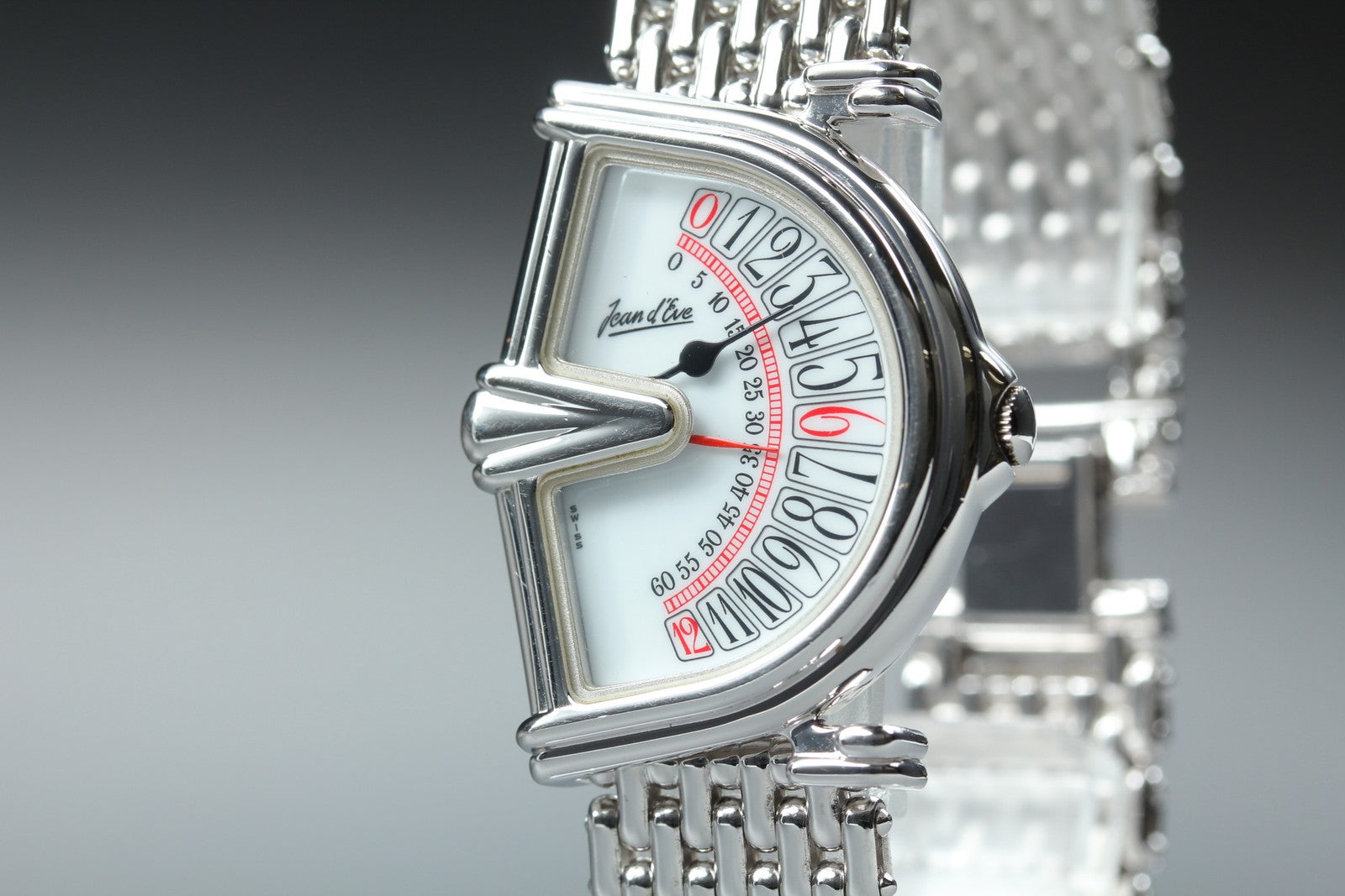 Vintage Jean d'eve Sectora 28mm White Dial Silver Bracelet Unisex Quartz Watch