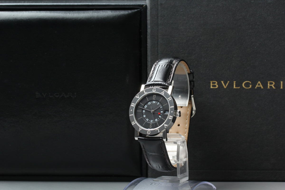 BVLGARI BVLGARIBVLGARI BB33SL GMT Black Automatic Men's Watch 33mm JAPAN Box
