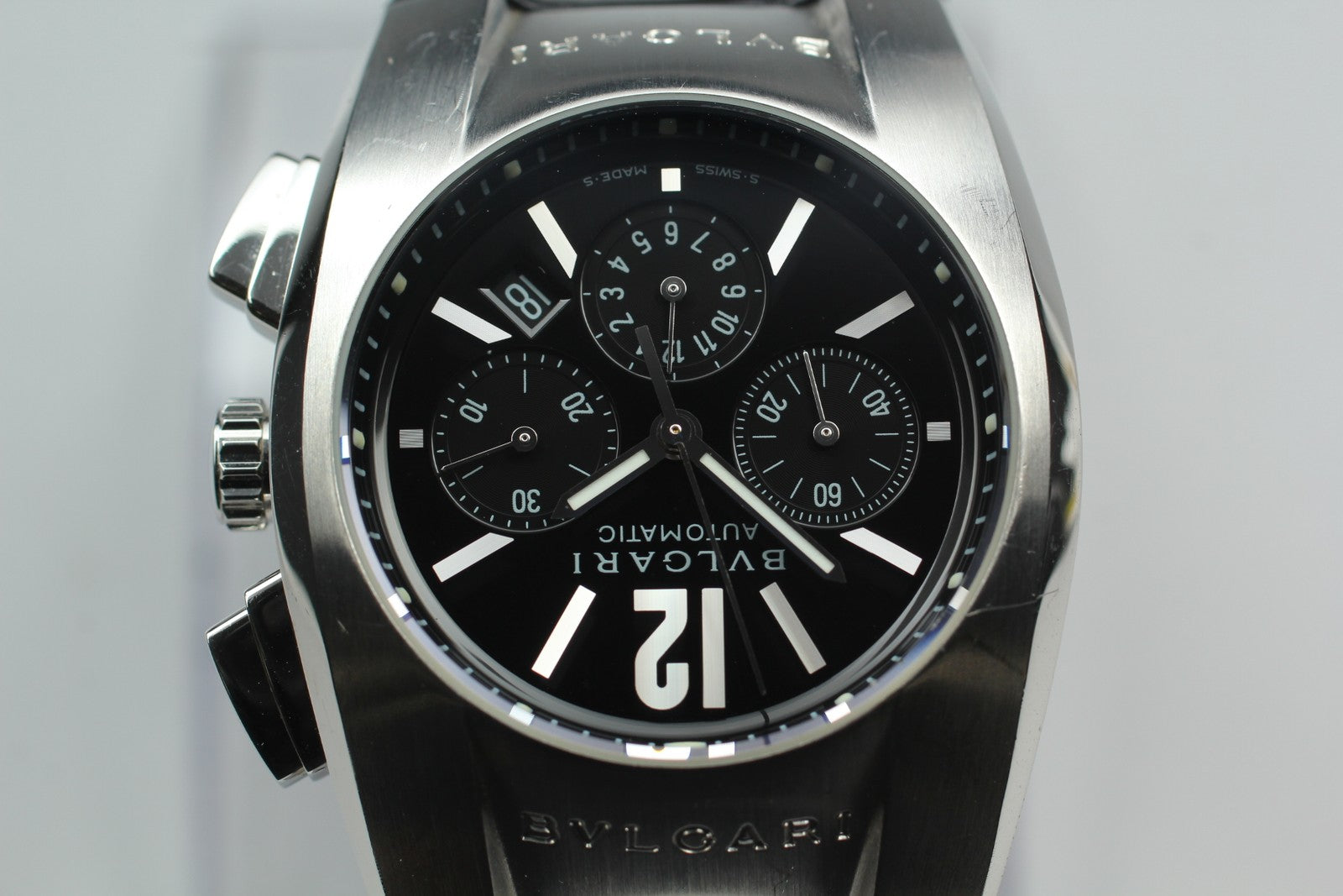 Exc+5*Box BVLGARI Elgon EG35SCH Black Dial Automatic Men's Watch 35mm From JAPAN