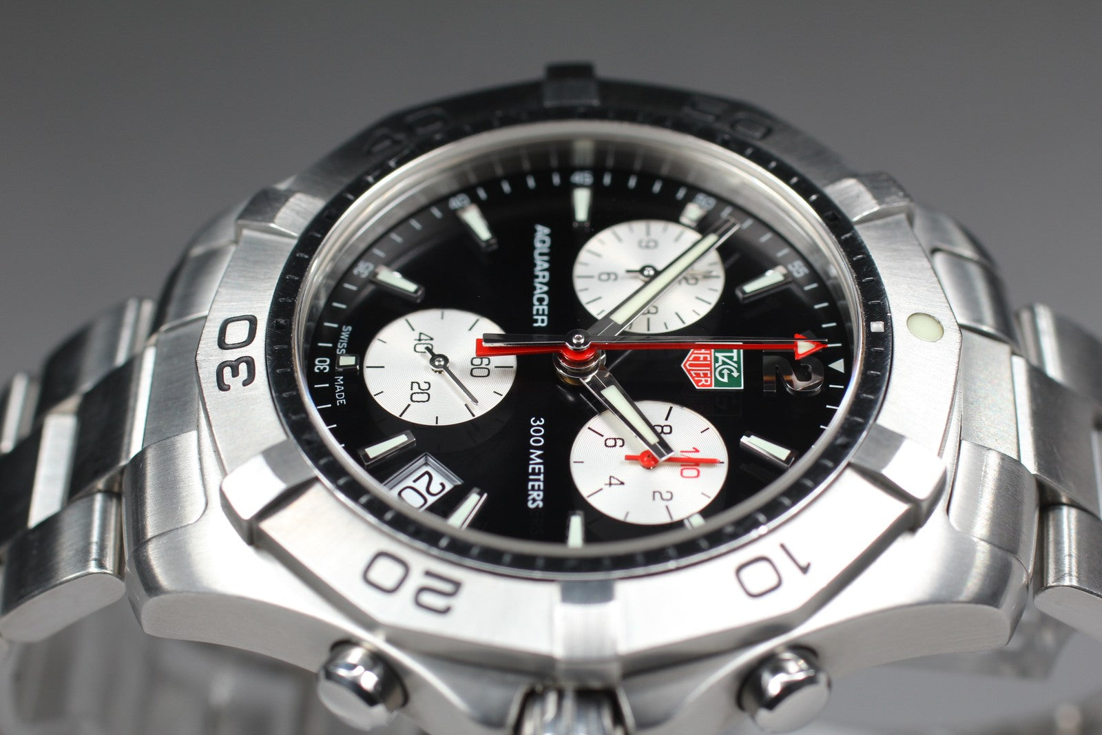 Box Tag Heuer Aquaracer CAF1110 Chronograph Black Quartz Men's Watch 42mm JAPAN