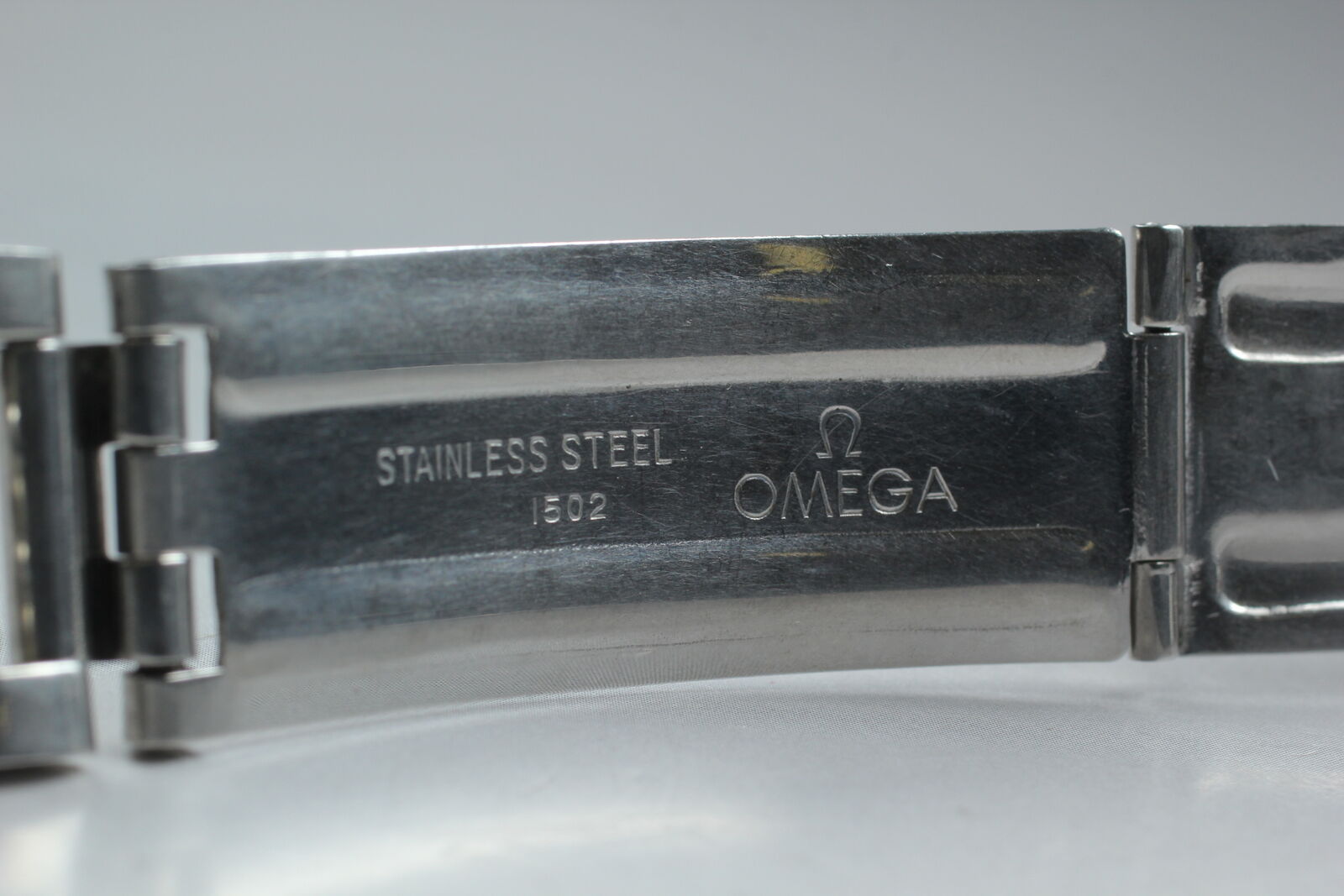Vintage Exc+5 Omega 1502 18mm End Link 17 Beads of Rice Bracelet Stainless Steel