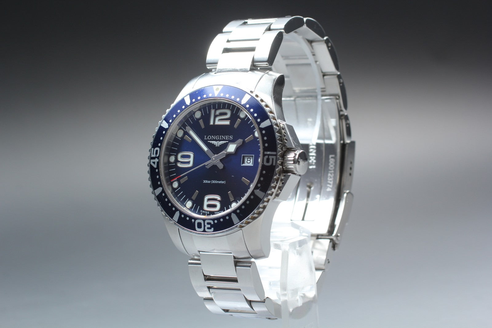 New Batt LONGINES Hydro Conquest L3.730.4 Blue Quartz Date Mens Watch 39mm Exc+5