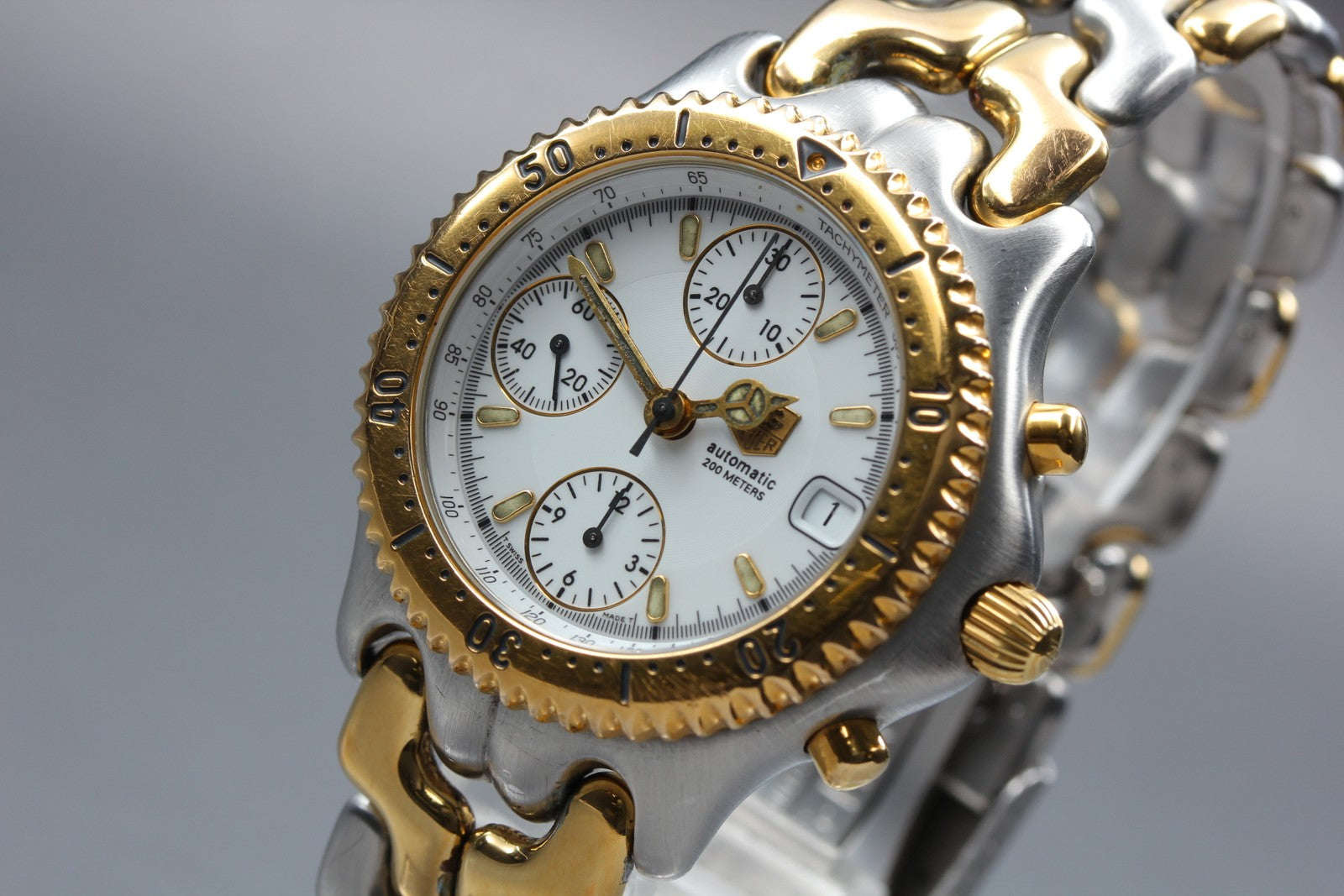 TAG HEUER SEL CG2120-R0 Automatic Chronograph White Men's Watch 38mm JAPAN Box