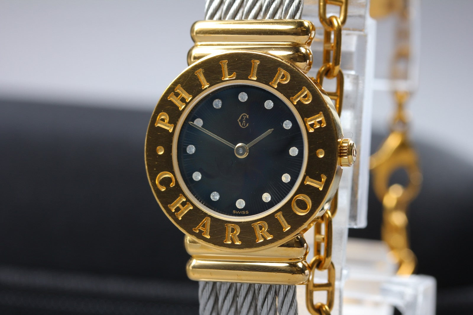 PHILIPPE CHARRIOL St.Tropez Black Dial 12 Stones 28.8.1329 24mm Qz Women's Watch