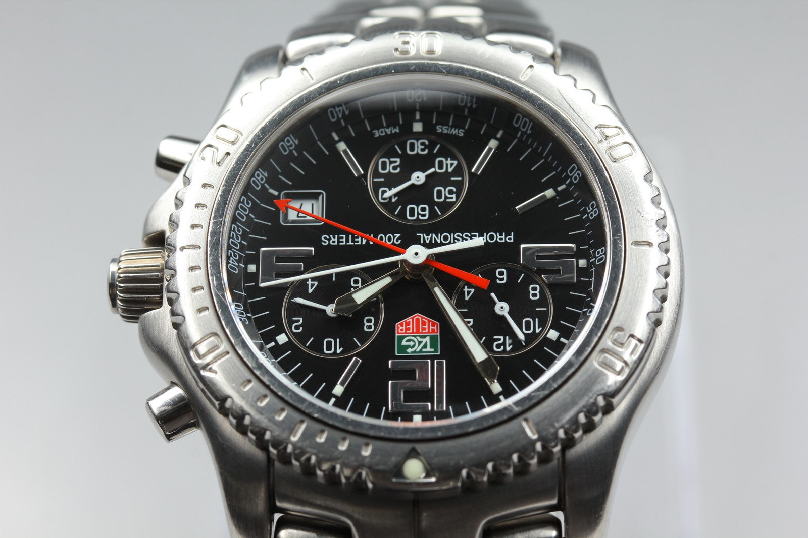 TAG HEUER Link CT1111 Quartz Chronograph Black Men's Watch 40mm JAPAN Box