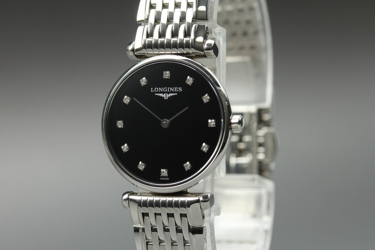 LONGINES La Grande Classique L4.209.4 Black 12P Diamond 23mm Women's Qz Watch