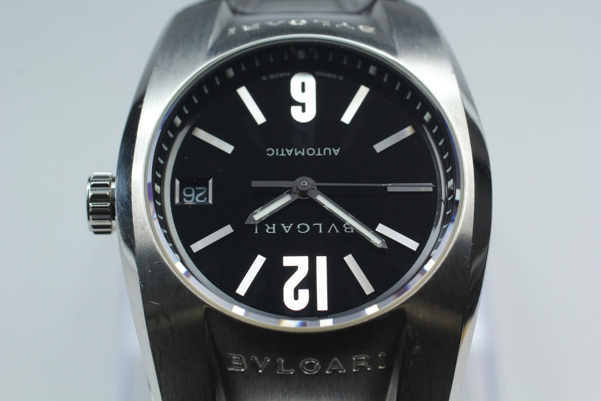 BVLGARI Ergon EG35S Automatic Black Dial Date Men's Watch 35mm JAPAN Box
