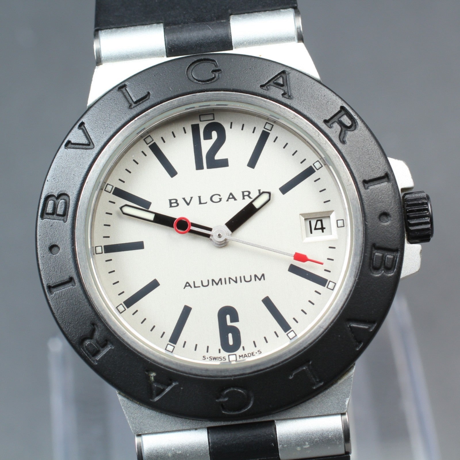 BVLGARI Aluminum AL38TA Silver Dial Date Automatic Men's Watch 38mm JAPAN Exc+5