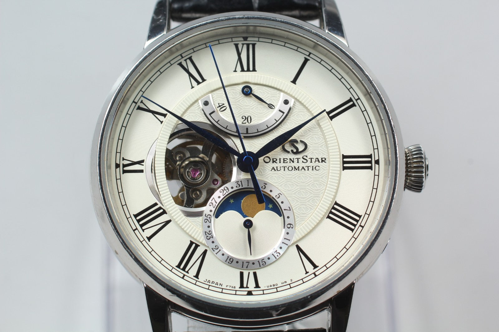 ORIENT STAR F7X6-UAA0 Moon Phase Automatic Silver Date Men's Watch 41mm Exc+5