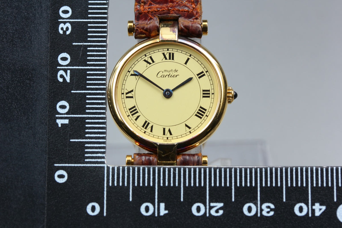 New Batt Cartier Must de Cartier Vendome 18 Quartz Women's Watch From JAPAN Box