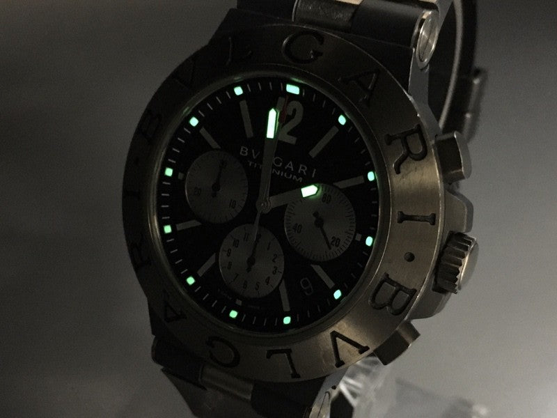 BVLGARI Diagono TI44TACH Automatic Chronograph Carbon Men's Watch 44mm JAPAN