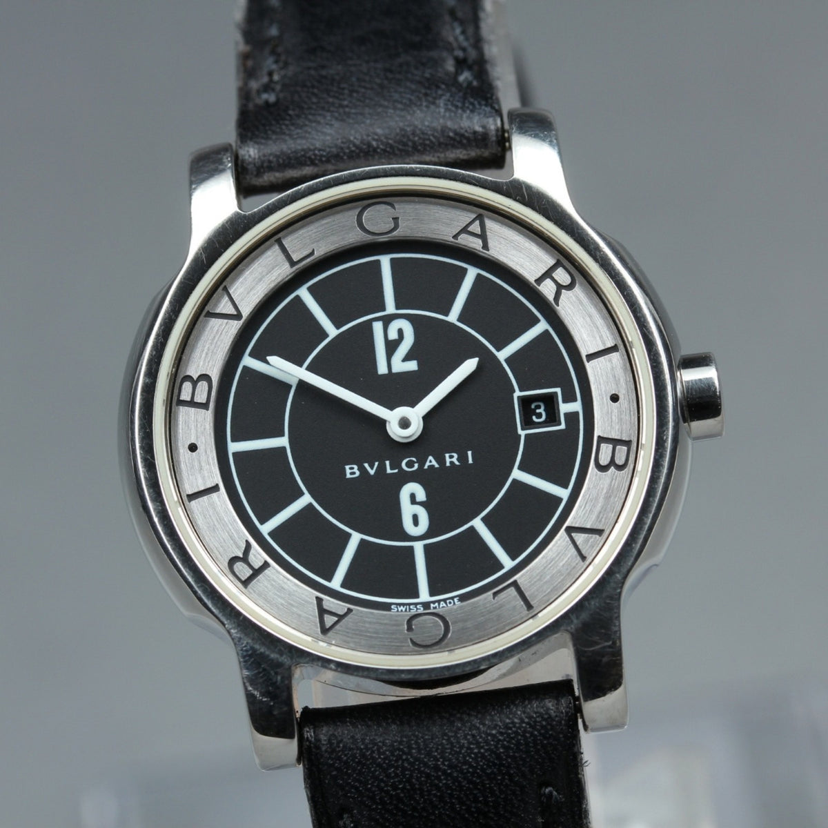 New Batt BVLGARI Solotempo ST29S Quartz Black Women's Watch 29mm JAPAN Box