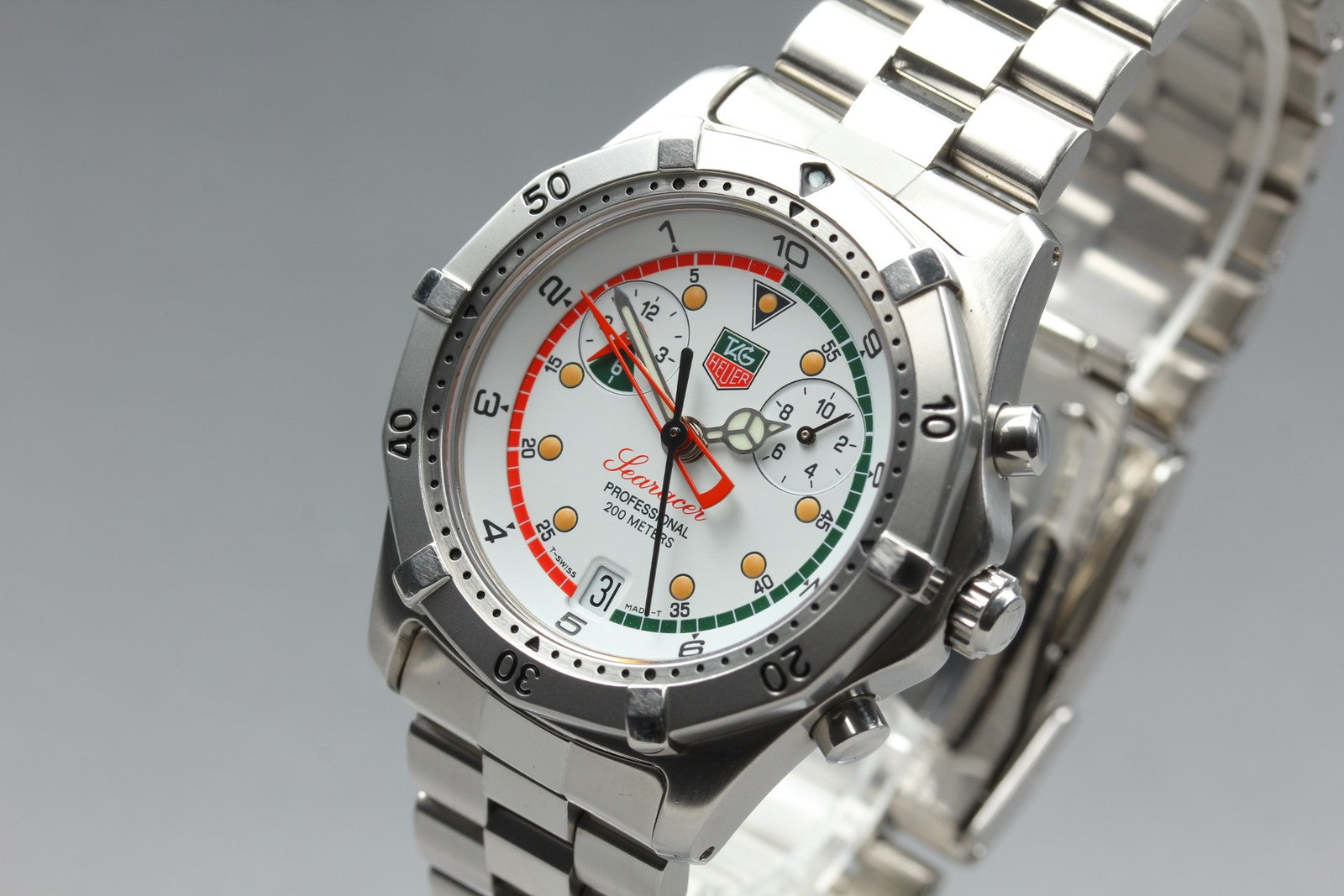 TAG HEUER Regatta CK111R Chronograp Quartz White Dial Men's Watch 39mm JAPAN Box