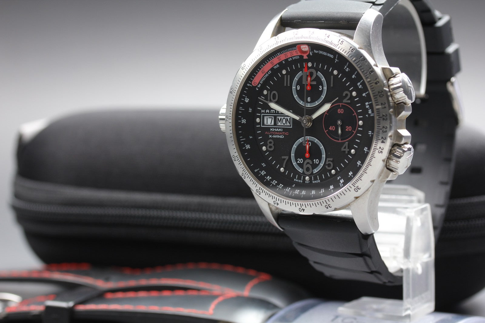 HAMILTON Khaki H776460 Automatic Chronograph Black Men's Watch 44mm JAPAN