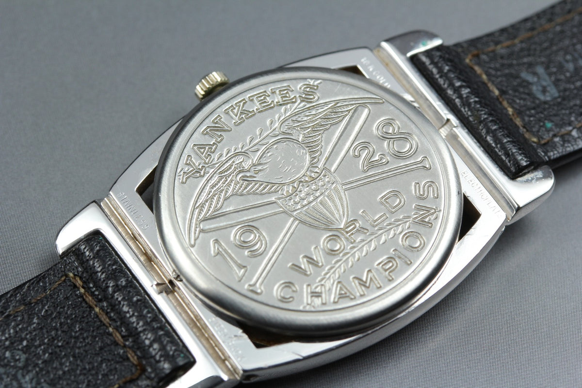 Vintage Hamilton piping Rock Quartz 18k White Gold EP Women's Watch 29mm JAPAN