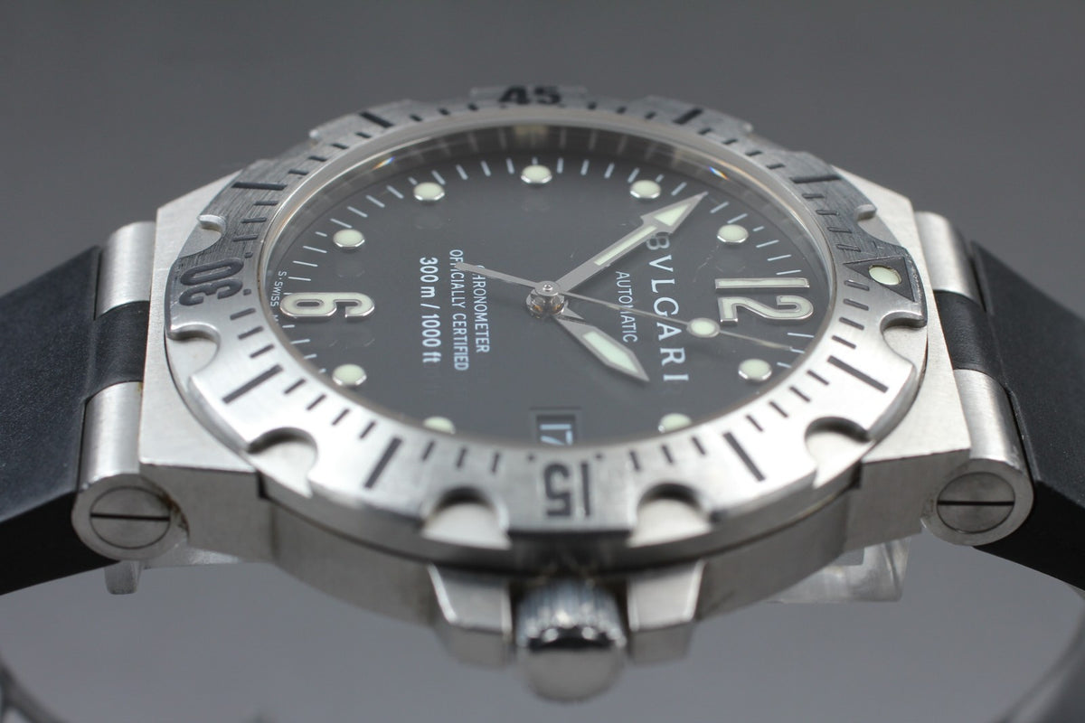 BVLGARI Diagono Scuba SD40S Date black Dial Automatic Men's Watch JAPAN