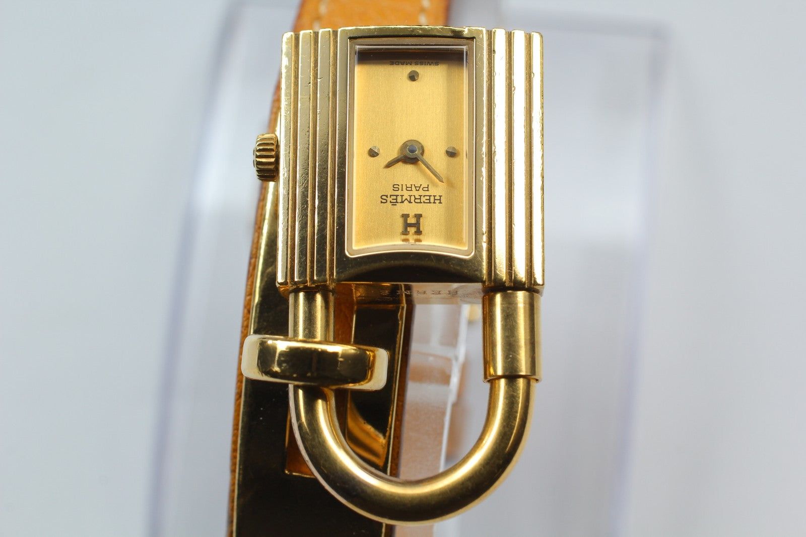 New Batt* HERMES Kelly KE1.201 Gold Dial Quartz Women's Watch JAPAN Exc+5*Box