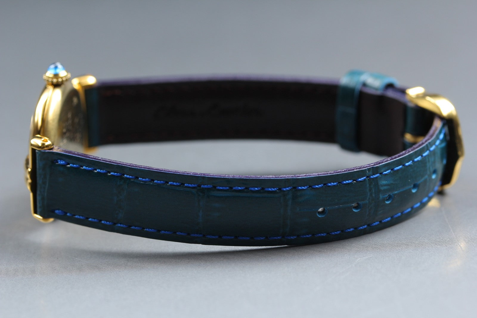 Vintage Cartier Must Colisee Vermeil 590002 Blue Gold Women's Quartz Watch