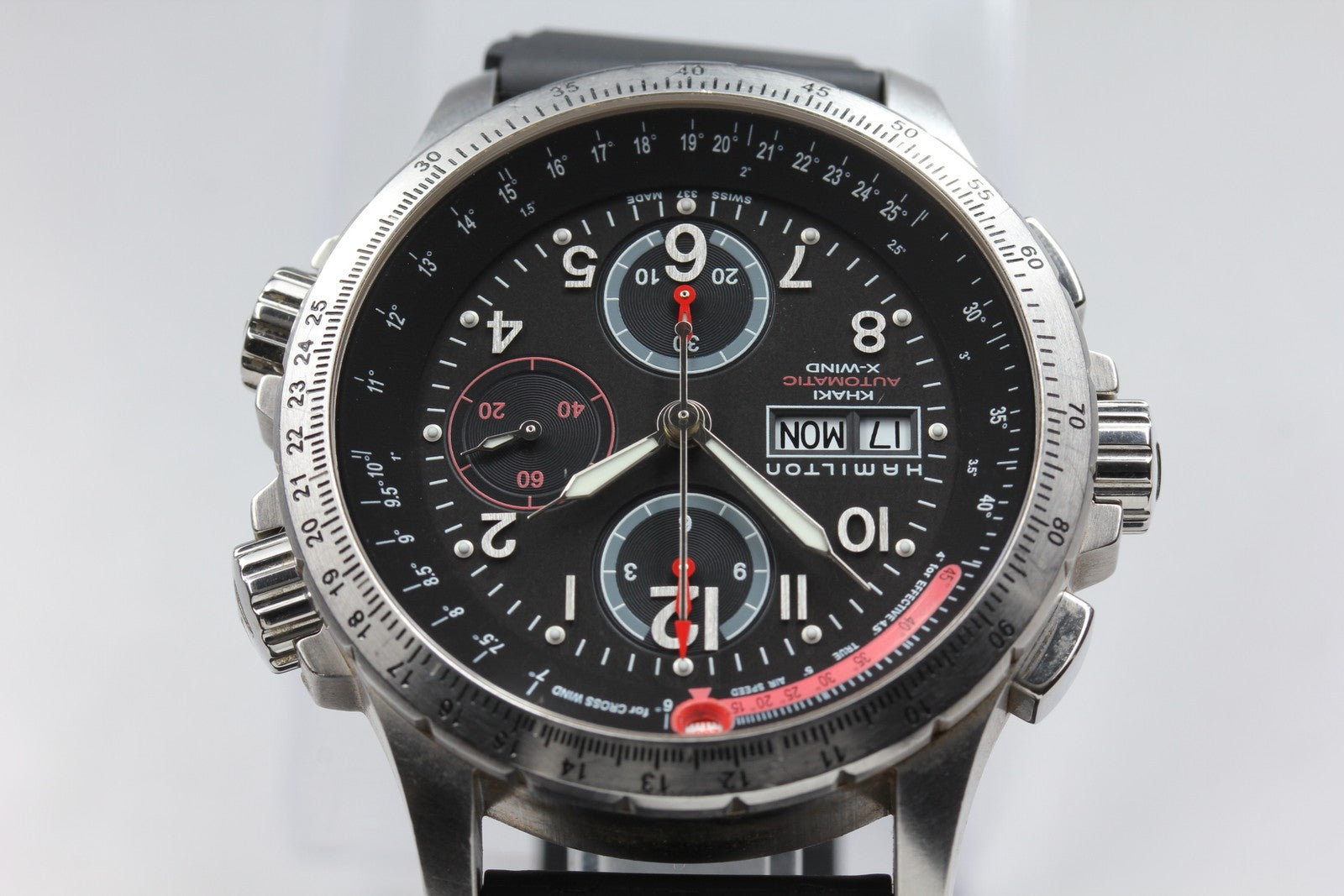 HAMILTON Khaki H776460 Automatic Chronograph Black Men's Watch 44mm JAPAN