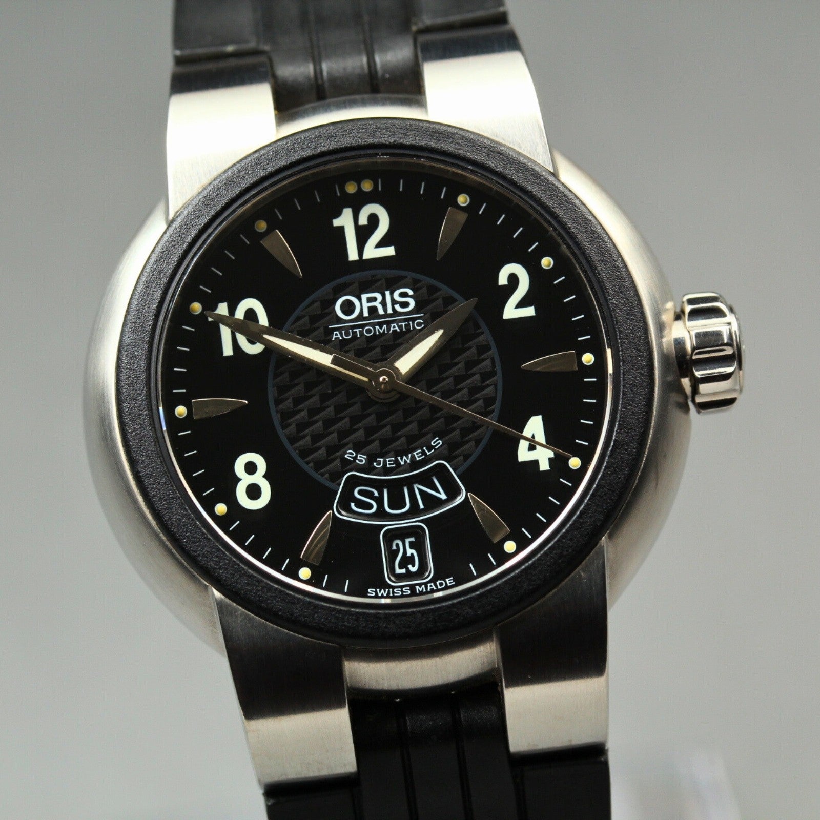 Exc+5*Box ORIS TT1 7523-44 Black Dial Automatic Day/Date Boy's Watch 37mm JAPAN