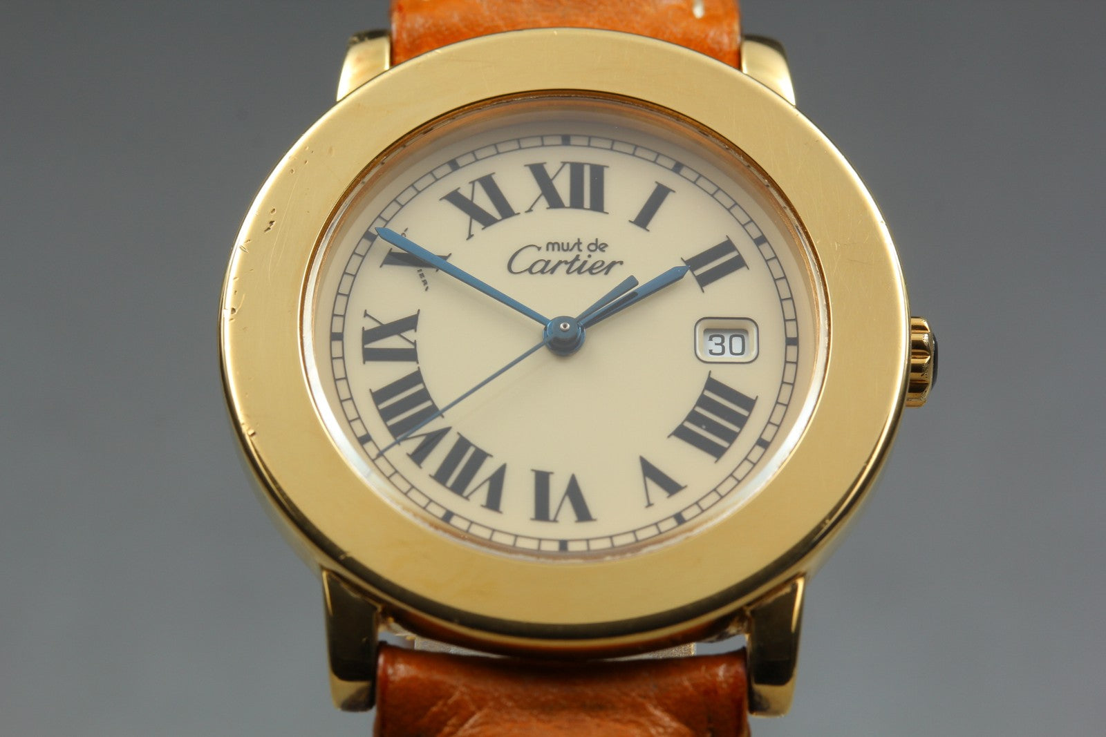 Vintage Cartier Must de Cartier Ronde 1800 1 Gold Brown 32mm Unisex Quartz Watch