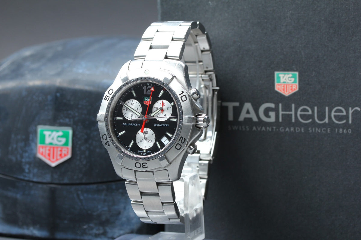 TAG Heuer Aquaracer CAF1110 Chronograph Black Quartz Men's Watch 42mm Box