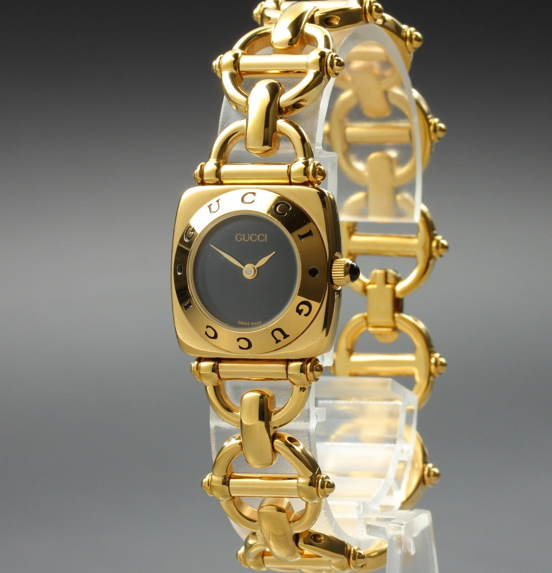 Vintage GUCCI Horsebit 6400L White Dial Gold 20mm Woman's Quartz Watch JAPAN