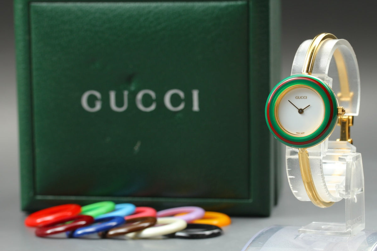 New Batt GUCCI Change Bezel 11/12.2 12Color Quartz Women's Watch w/Box JAPAN