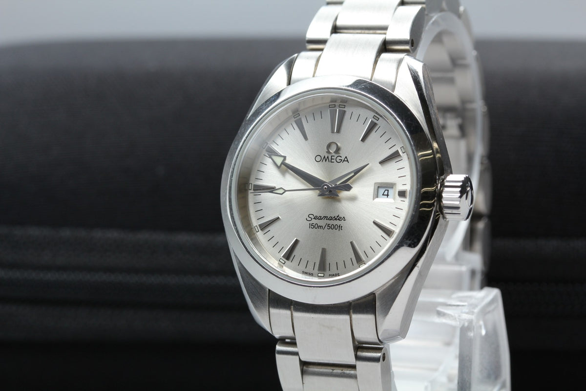 New Batt OMEGA Seamaster Aqua Terra 2577.30 Quartz Silver Women's Watch 29mm JP