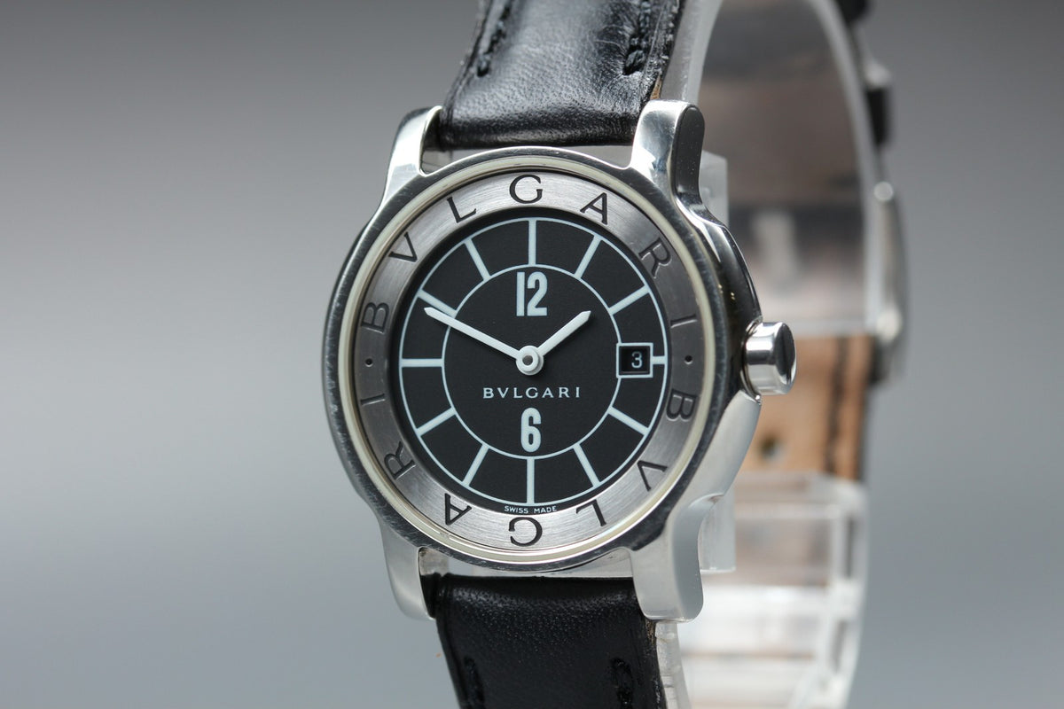 New Batt BVLGARI Solotempo ST29S Quartz Black Women's Watch 29mm JAPAN Box