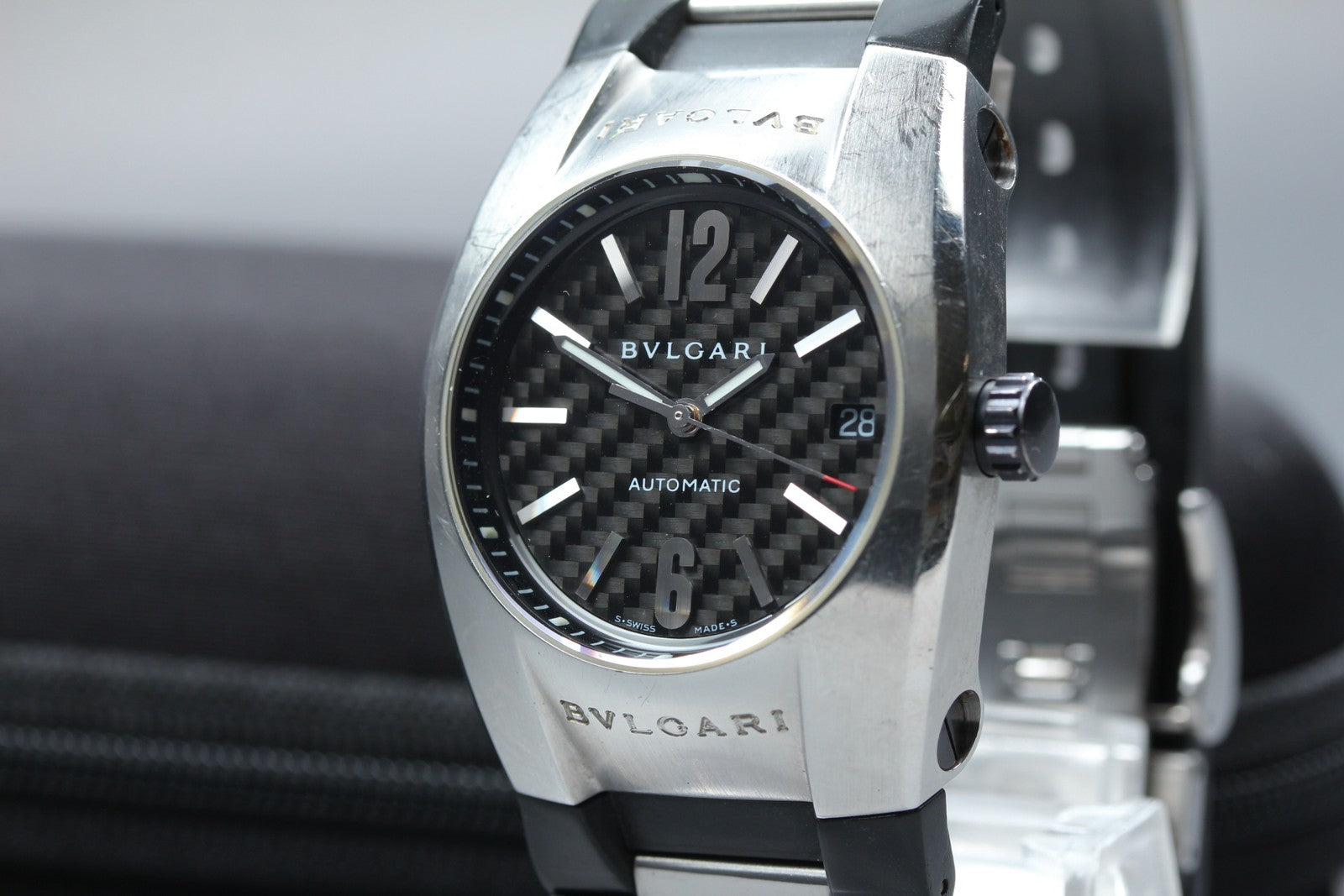 BVLGARI Elgon EG35S Black Dial Automatic Date Men's Watch 35mm JAPAN Exc+5