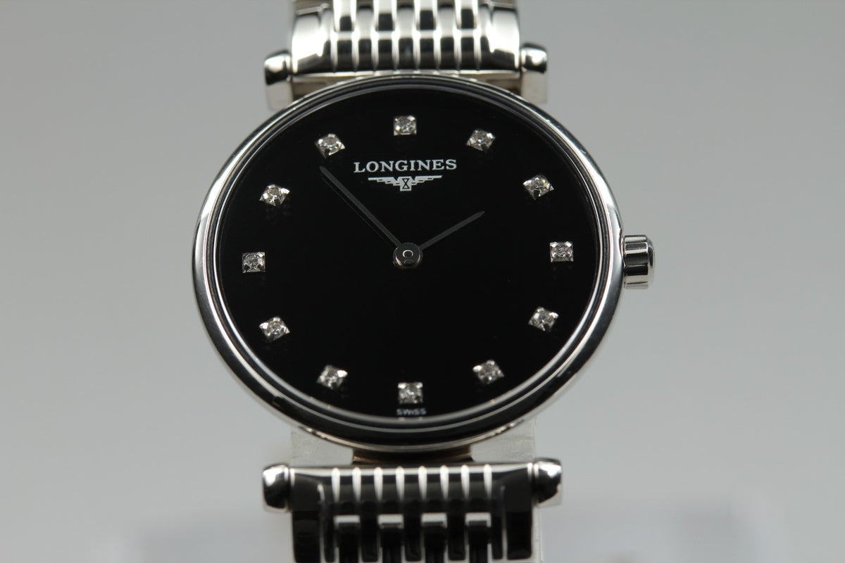 LONGINES La Grande Classique L4.209.4 Black 12P Diamond 23mm Women's Qz Watch