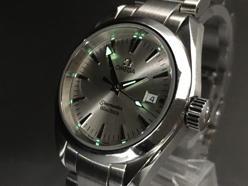 New Batt OMEGA Seamaster Aqua Terra 2577.30 Quartz Silver Women's Watch 29mm JP