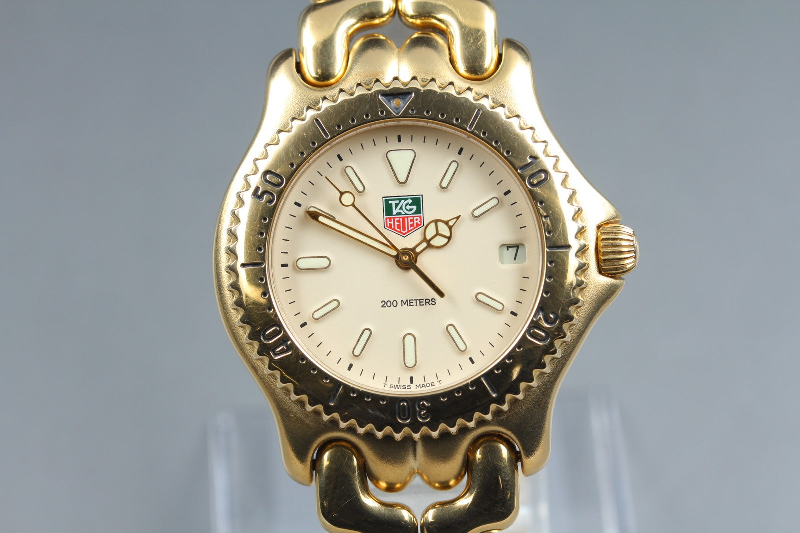 Vintage TAG Heuer S/el S94.706M Date 37mm Gold Cream Dial Men's Quartz Watch