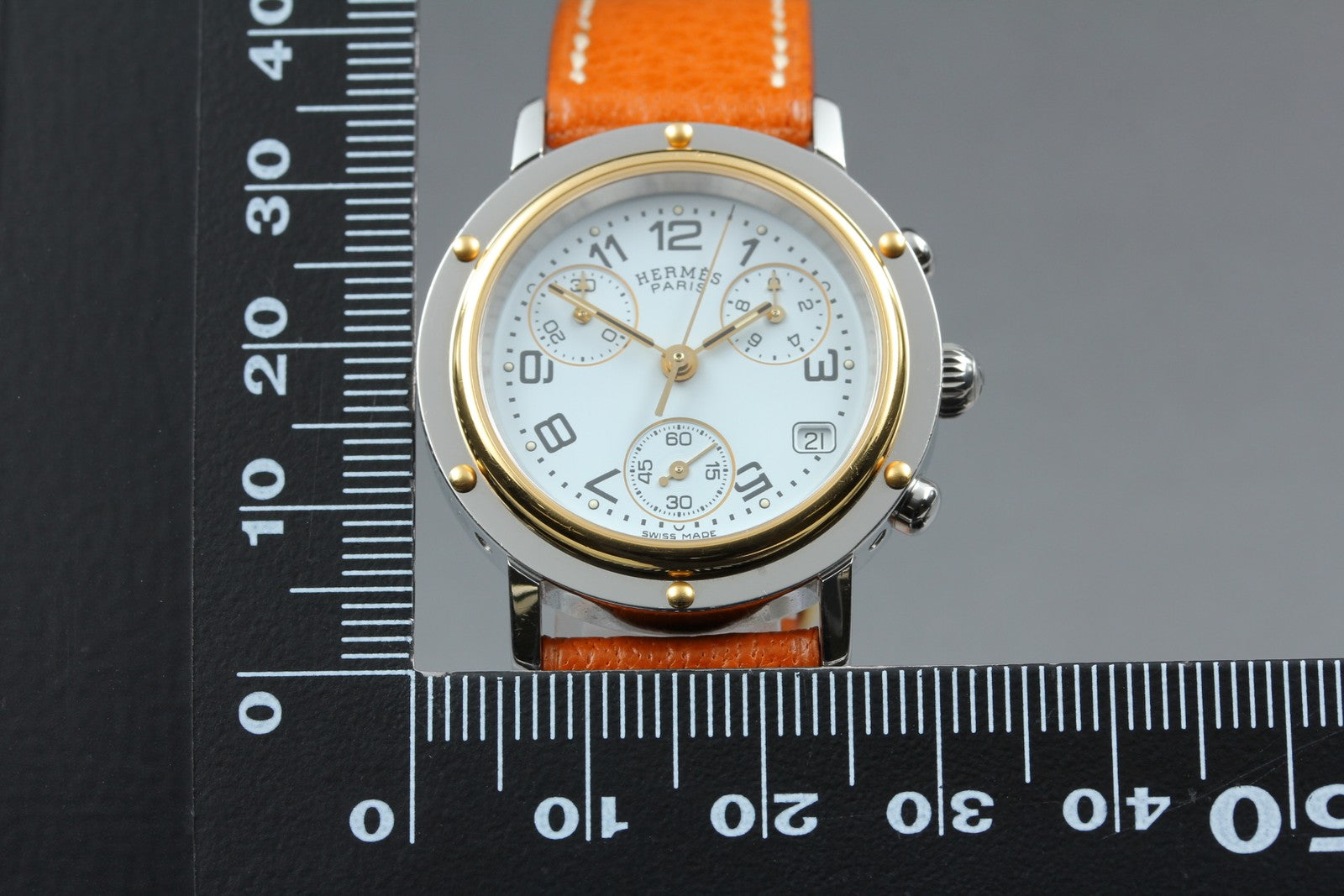 New Batt HERMES Clipper CL1.320 Quartz White Dial Ladies Watch 31mm JAPAN