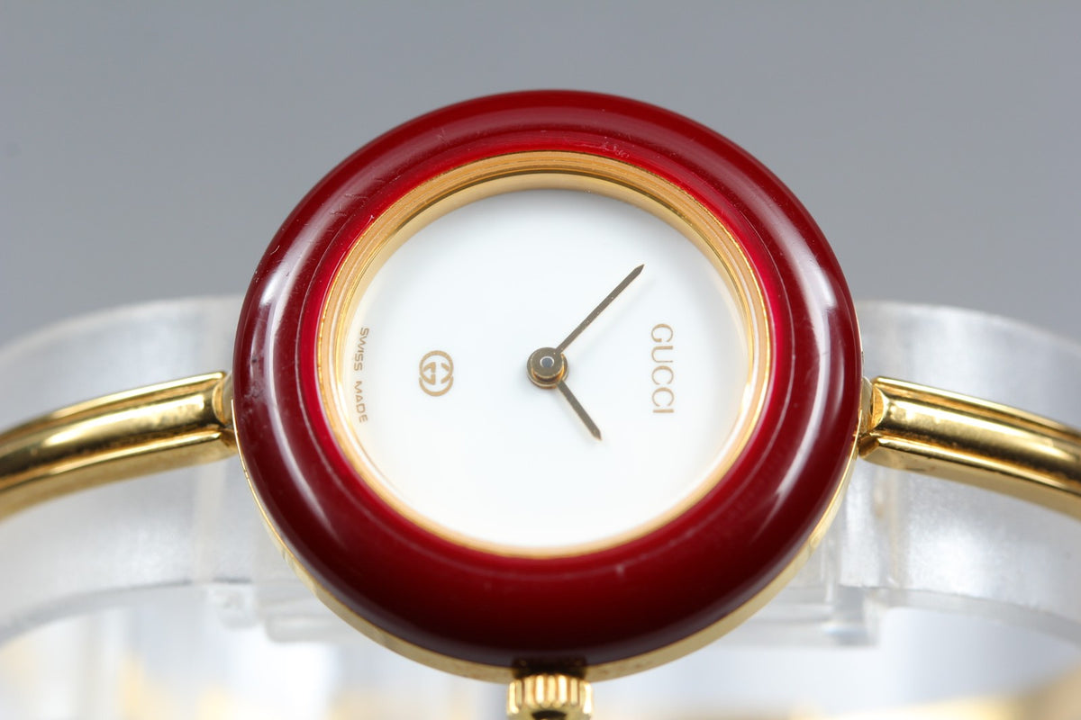 New Batt Gucci 1100-L Change Bezel 11Colors White Women Quartz Watch 26mm JP Box
