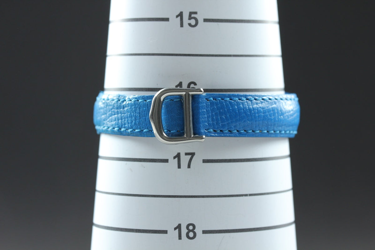 Cartier Must de Cartier 21 1340 Blue Silver 27mm Women's Qz Watch Vintage Pouch