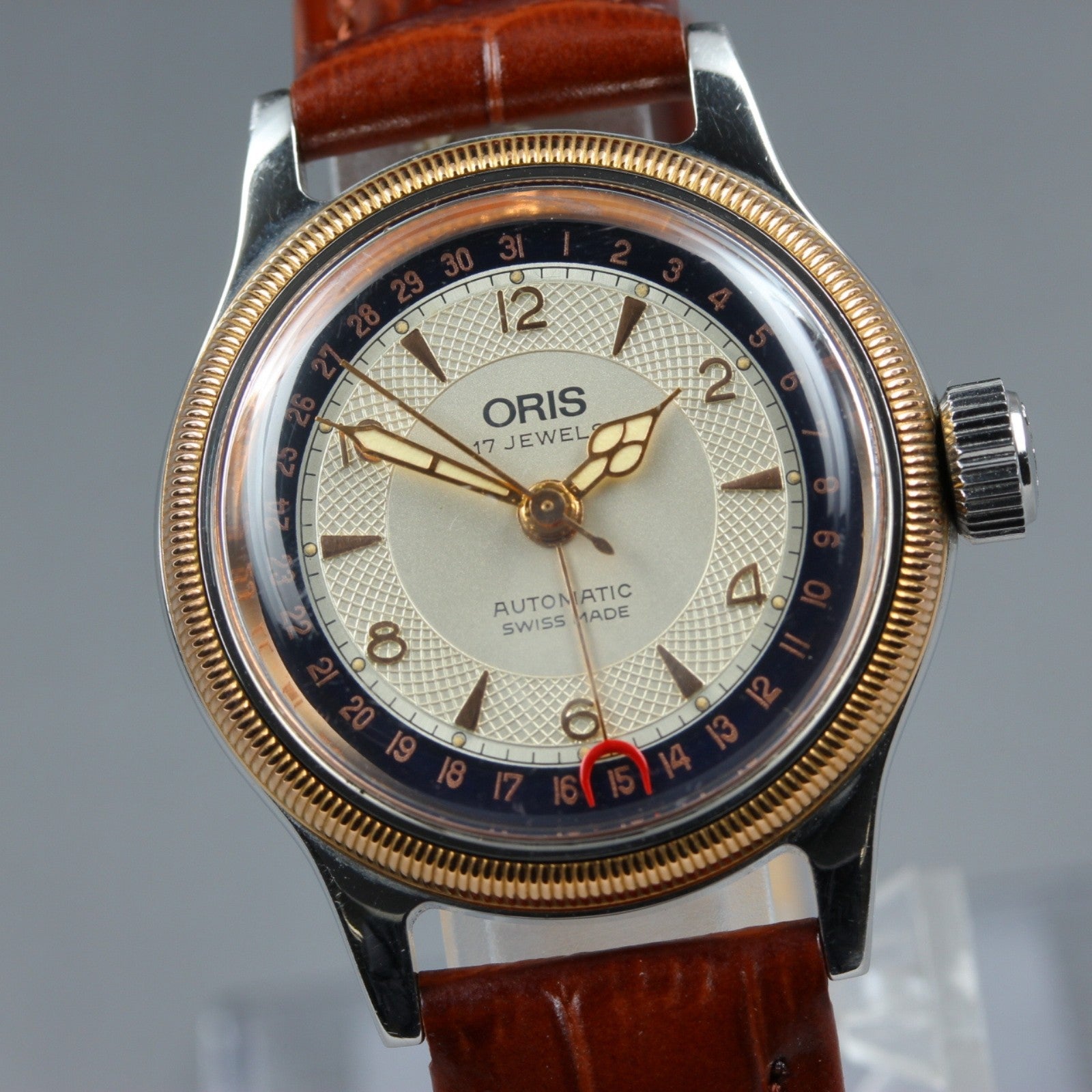 Vintage ORIS Big Crown Pointer Date 7400B Automatic Cream Men's Watch 32mm JAPAN