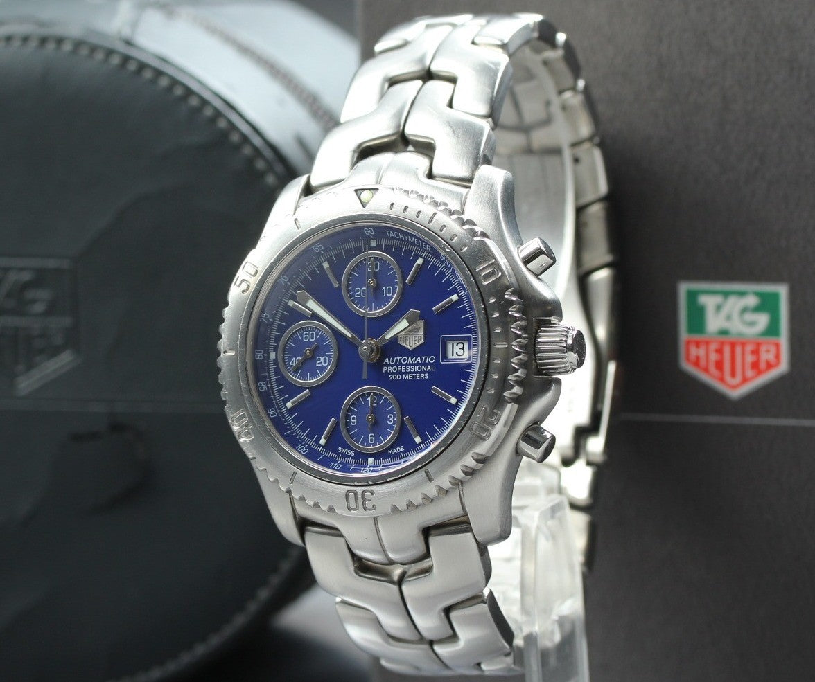 Tag Heuer Link Chronograph CT2110 Blue Dial Date 41mm Automatic Men's Watch Box