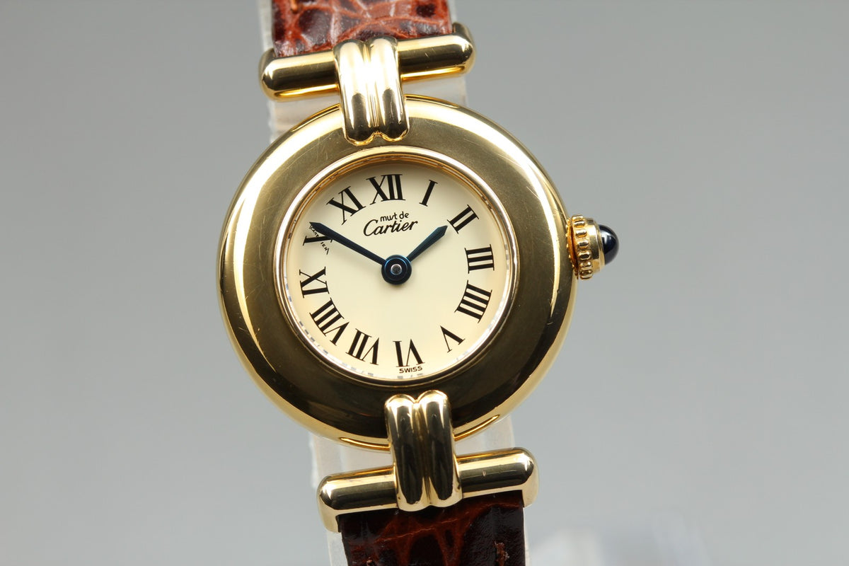 Cartier Must Colisee Vermeil 590002 Brown Gold Women's Quartz Watch Vintage