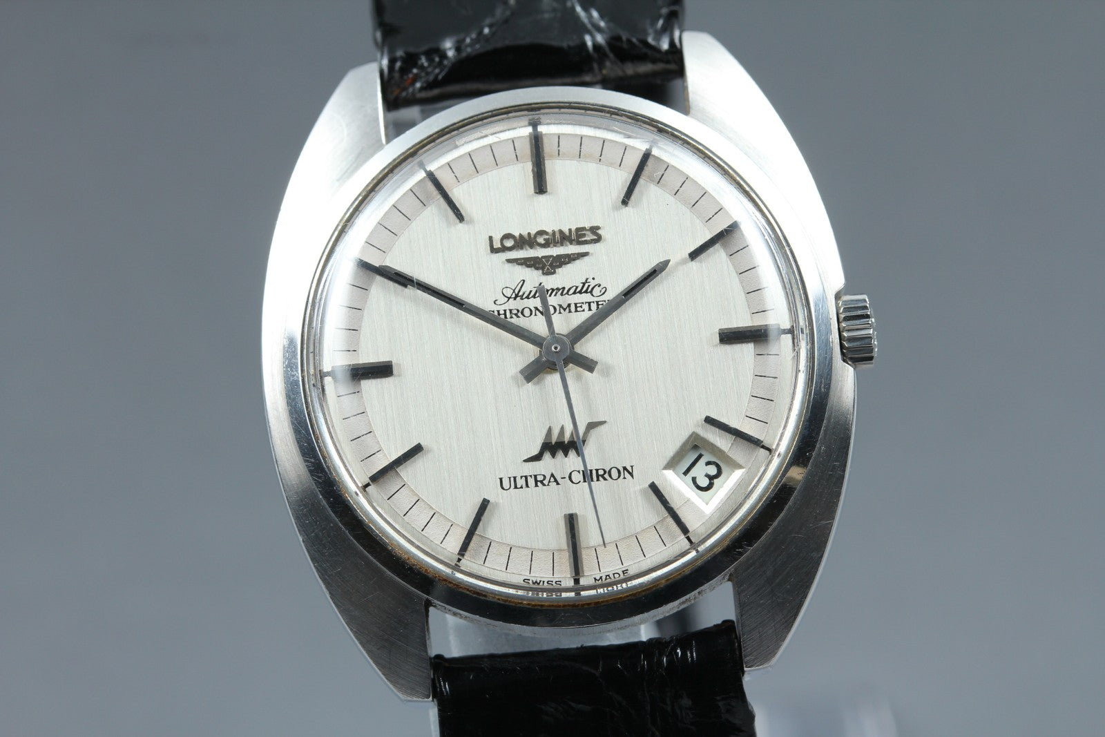 Vintage LONGINES ULTRA-CHRON Chronometer Date Silver Men's Watch 34mm JP JAPAN