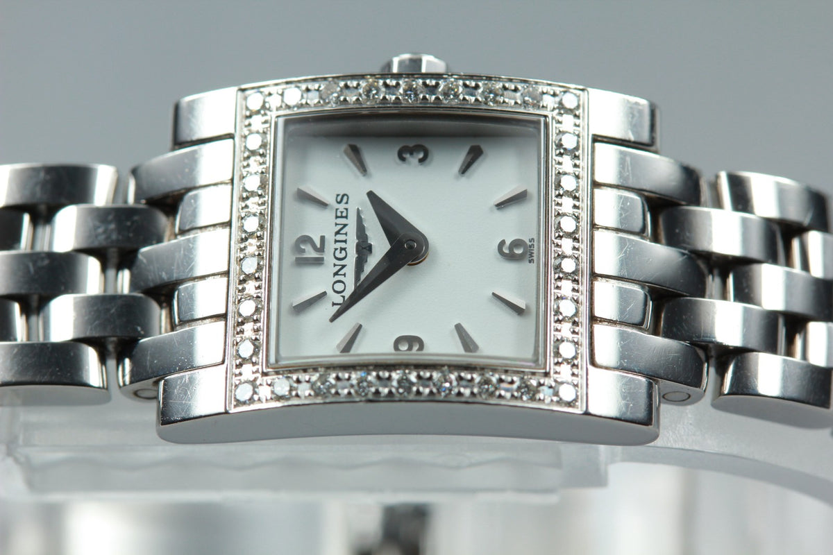 LONGINES Dolce Vita L5.161.0 Quartz Diamond Bezel White Women's Watch 16mm JAPAN